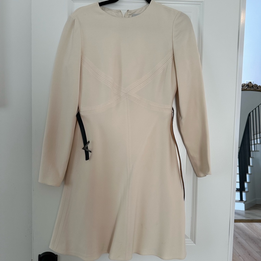 Valentino long sleeve white dress with belt